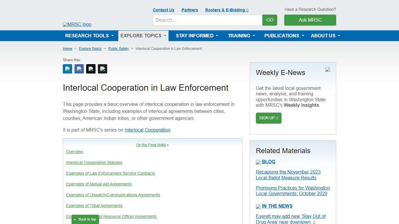MRSC - Interlocal Cooperation in Law Enforcement